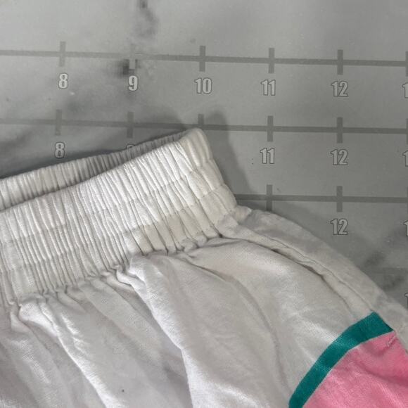 Vintage What a Melon! Shorts Womens M White Hawaiian Hibiskiss Stretch Waist 3" - Picture 7 of 9